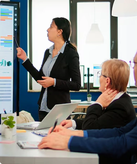 Advisor presenting business plan to client