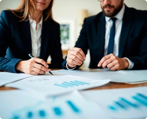 Two professionals reviewing tax documents together