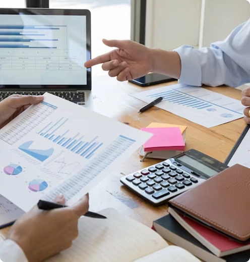 Bookkeeper reviewing financial charts