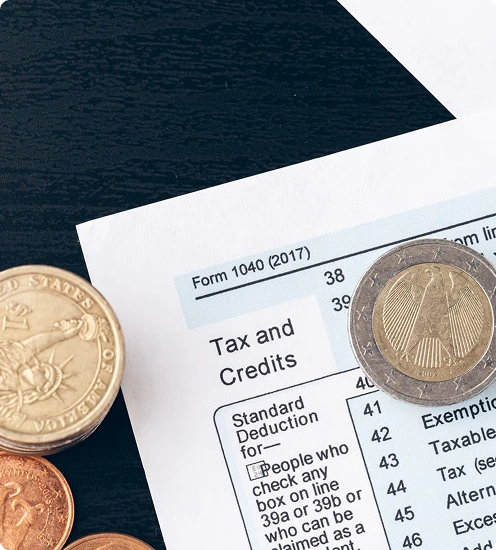 Reviewing financial charts and tax documents